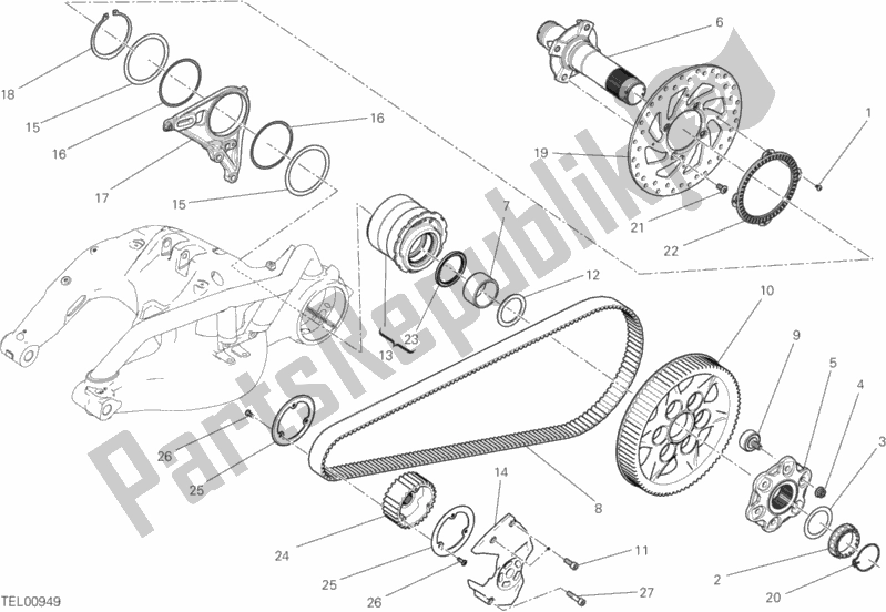 All parts for the Hub, Rear Wheel of the Ducati Diavel Xdiavel Sport Pack Brasil 1260 2017